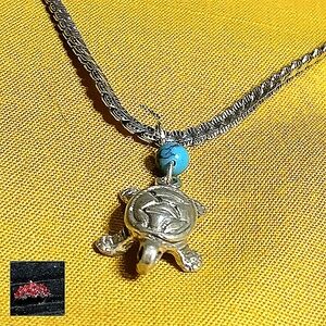 🔥 GORGEOUS TULANG  PURE 99.9 STERLING BRACELET.  TURTLE WITH MOJAVE TURQUOISE.